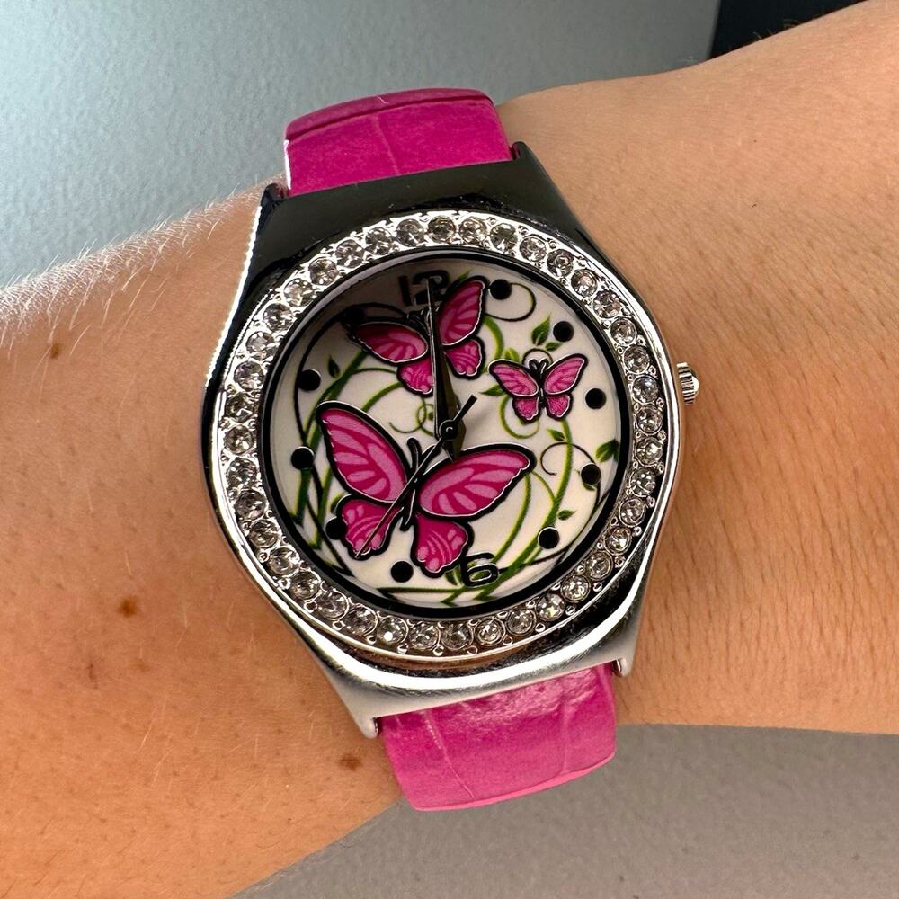 starlet jewelry hot in hollywood butterfly watch pink rhinestone HSN boxed